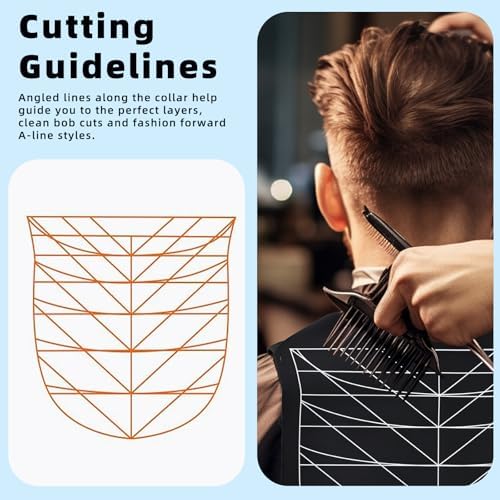Professional Hair Cutting Cape with Geometric Grid Pattern, Longer Silicone Waterproof Cutting Mat,Neck Guide - Image 4