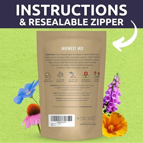 Midwest Regional Mix - Bulk 1/4 Pound Pouch - 60,000 Flower Seeds for Planting - Wildflower Mix - Image 4