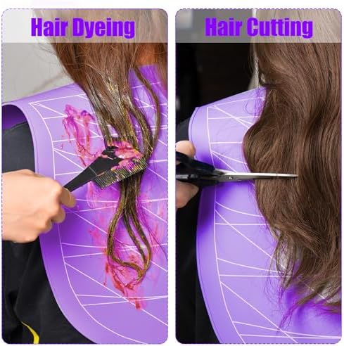 Hair Dye Collar, Salon Hairdressing Hair Cutting Cape, Styling and Hair Cutting Salon Supplies, Waterproof Silicone Neck Guard, Perfect for Home and Professional Hair Coloring (Purple) - Image 4