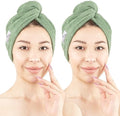 American Soft Linen 100% Cotton Hair Towels for Women, Head Towel Cap, Cotton Hair Turban Towel Wrap for Long Curly Anti Frizz Hair, Soft and Absorbent Cotton Hair Towels 2 Pack, Sage Green by AmericanSoftLinen
