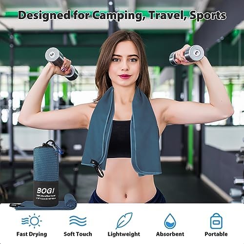 BOGI 4 Pack(8 pcs) Microfiber Travel Sports Towel-Quick Dry Towel, Soft Lightweight Microfiber Camping Towel Absorbent Compact Travel Towel for Camping Gym Beach Bath Yoga Swimming Backpacking-Large - Image 5