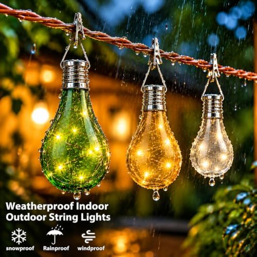 pearlstar Solar Light Bulbs Outdoor Waterproof Garden Camping Hanging LED Light Lamp Bulb Globe Hanging Lights for Home Yard Christmas Party Holiday Decorations (6 Pack-Solar Light Bulbs) - Image 6