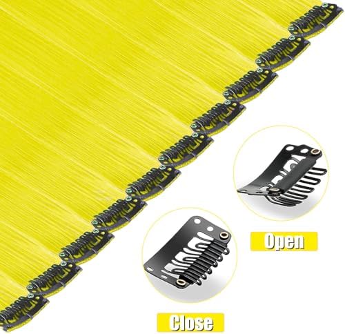 12 PCS Yellow Hair Extensions Clip in, Colorful Hair Accessories Set - Image 3