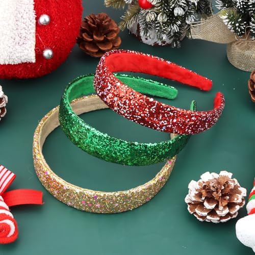 Headbands for Girls, 3 Pack Glitter Christmas Girls Headbands - Image 6