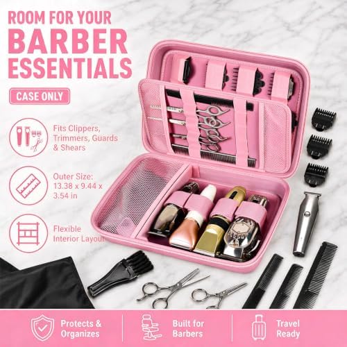 Boobowl Hard Travel Case for Hair Clippers, Barber Tool Organizer, Pink - Image 2