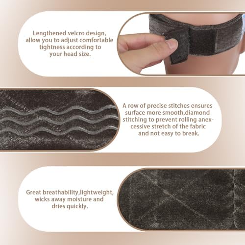 Wig Grip Band Flexible Velvet Scarf Adjustable Comfort Band Headband Non-Slip Wig Bands with Wavy Silicone (Grey) - Image 4
