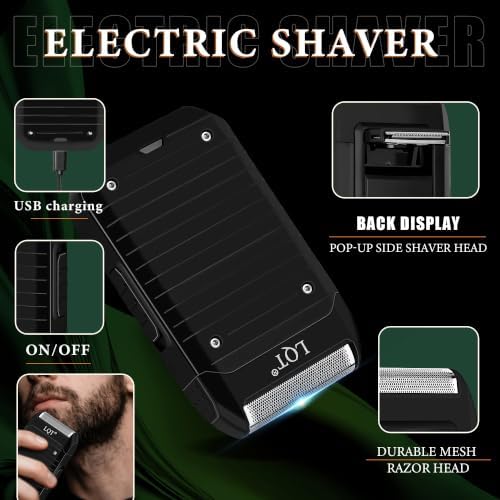 Professional 4-in-1 Barber Kit for Men, Cordless Hair Clippers & Beard Trimmer, Foil Shaver & Nose Trimmer Set with LED Display, Complete Grooming Kit for Home,Travel Case, Gifts for Men - Image 5