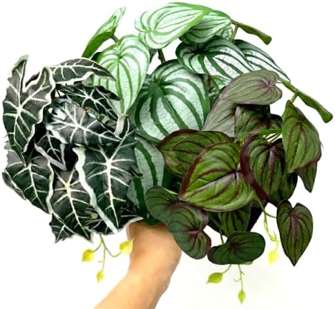 5 Pcs Reptile Plants & Habitat Decor Kit - Artificial Plants & Large 3.3ft Jungle Vine Branch, Artificial Leaves with Suction Cup Tank Decor Accessories for Crested Gecko, Lizard, Snake,Forg,Tortoise - Image 2