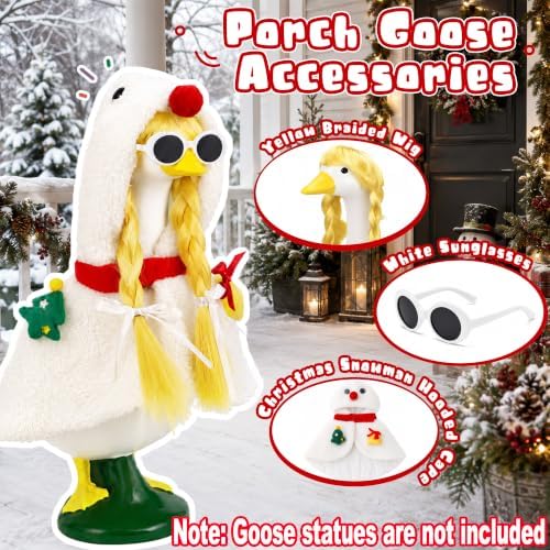 3 PCS Porch Goose Outfits Christmas Snowman Set for 17 & 23In Goose Statue - Image 2
