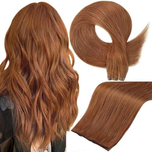 Full Shine Genius Weft Hair Extensions Copper Brown for Women 18 Inch 60G by FullShine