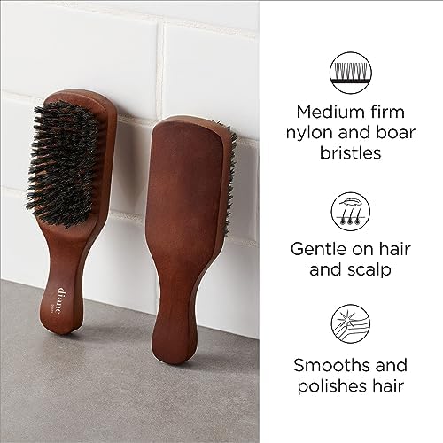 Diane Reinforced Boar Bristle Club Wave Brush for Men and Barbers – Medium Bristles for Thick and Curly Hair – Use for Detangling, Smoothing, Wave Styles, Restore Shine and Texture - Image 2