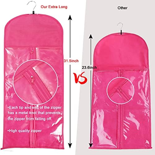 31.5 Inch Hair Extension Holder, Extra Long Wig Storage Bag with Hair Extension Hanger for Multiple Wigs, Portable Style Travel Hair Extensions Bag (1Pcs Pink) - Image 4
