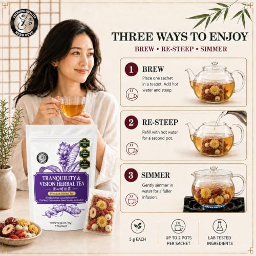 Herb Guru Herbal Tea, Tranquility Jujube & Lotus Seed, 5 Bags (50 Cups) - Image 7