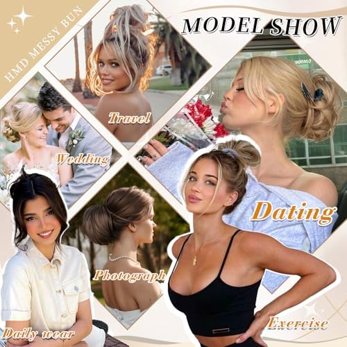 HMD 5 Pieces Messy Hair Bun Hairpiece Tousled Updo for Women - Image 6