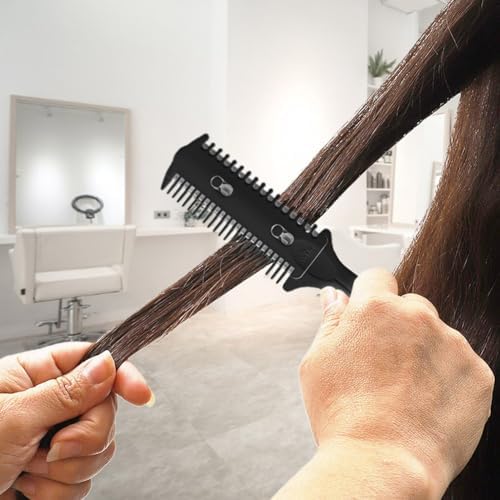 Soft 'N Style 3 Pack Double Sided Comb and Trimmer - Hair Razor Scissors, Split Ends Styler for Thin and Thick Cutting (Black) - Image 4