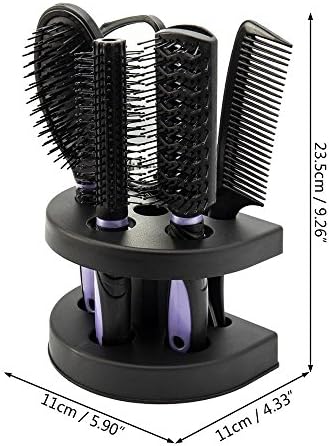 5 Pcs Hair Combs Set Professional Salon Hair Cutting Brushes Sets Salon Hairdressing Styling Tool Mirror And Holder Stand Set Dressing Comb Kits for Women and Men,Purple - Image 2