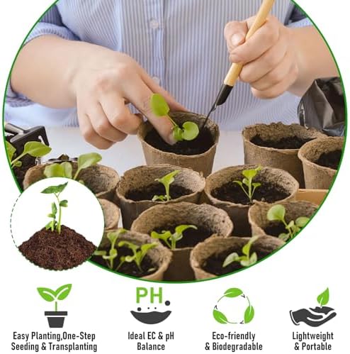 Riare 50 Pcs 40mm Organic Coco Coir Seed Starter Soil, Compressed Coconut Coir Potting Soil Mix for Seed Starting, Coconut Fiber Pellet for Planting, Vegetables, Garden, Indoor & Outdoor Plants - Image 4