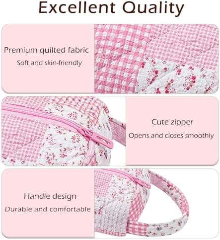 RSRSLEII Quilted Hair Tools Travel Bag, Portable&Foldable, Pink Checks - Image 4