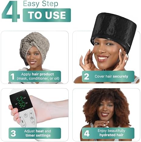 High-Power Hair Steamer Cap for Natural Hair – Deep Conditioning, Easy to Use, Adjustable Heat & Timer, at-Home Salon Treatment for Black Hair Care, Moisture & Repair Treatment for Healthy Hair - Image 7