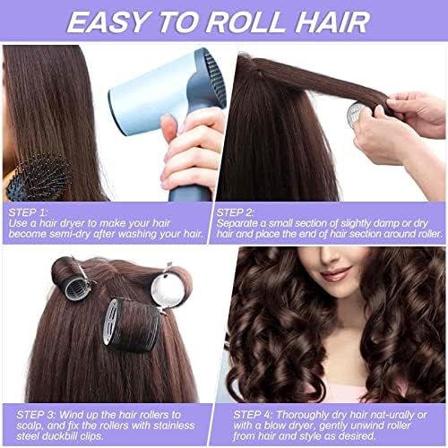 Self Grip Hair Rollers and Curlers Set - 24 Pieces with 3 Sizes (4 Jumbo, 4 Large, 4 Medium) and 12 Clips for Long, Short, Thick, Fine Hair Styling - Image 4
