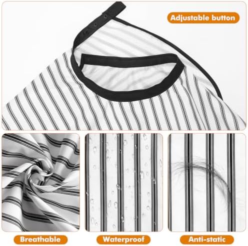 Barber Cape with Neck Brush & Disposable Neck Paper, Black & White Stripes - Image 4