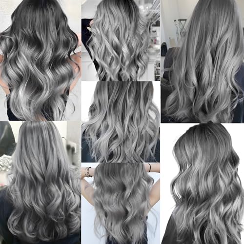 10 Pcs Gray Curly Wavy Synthetic Clip-In Hair Extensions 17 Inch Women Gift - Image 6