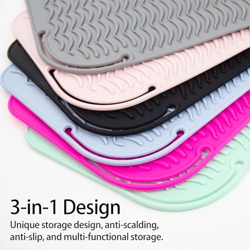 Heysam Curling Wands Pad Mat for Flat Iron Hair Straightener, Rose Red - Image 4