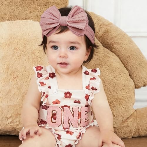 Baby Bows Headbands Soft Nylon Handmade Hair Accessories for Newborn Infant Toddler Kids (Pink, Large) - Image 4