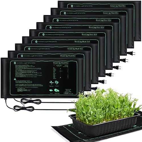 ROCEEI 10 Pack Durable Seedling Heat Mat 10" x 20.75" Waterproof Pad by ROCEEI