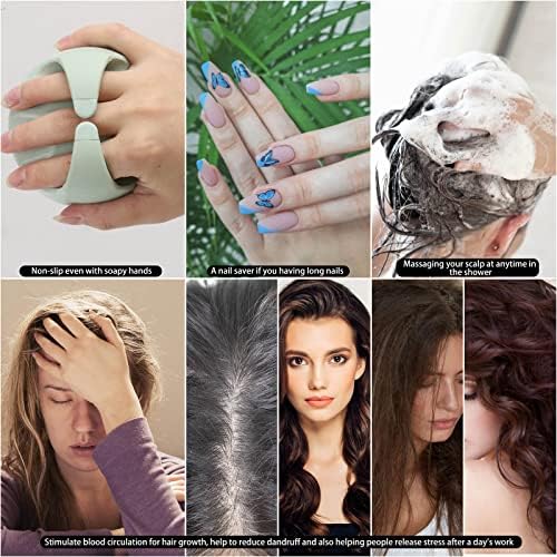 Hair Scalp Massager Shampoo Brush Silicone Scalp Scrubber Head Scrubber Exfoliating Brush - Green - Image 5