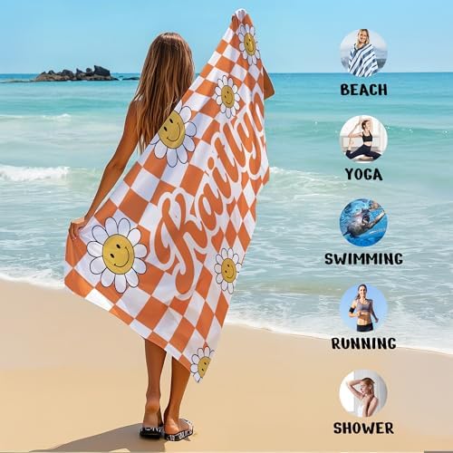 JML Personalized Beach Towel with Name, Custom Flower Beach Towel, Customized Microfiber Pool Towel, Quick Dry & Absorbent Swim Towel for Adult,Anniversary, Birthday, Summer Holiday,Vacation - Image 6