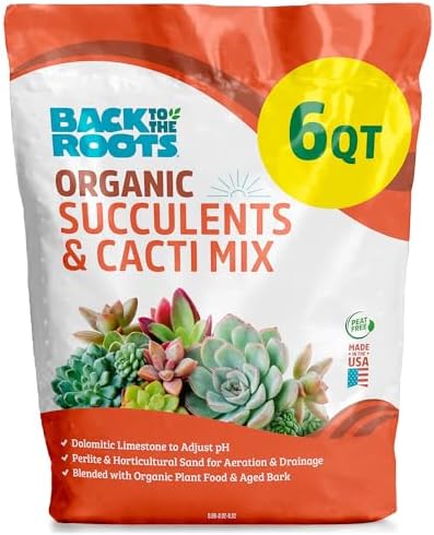 Back to the Roots 100% Organic Succulent & Cacti Mix (6 Quart) | Made in the USA | Premium Nutrition for Indoor and Outdoor Plants by BacktotheRoots