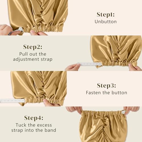 ZIMASILK 22 Momme 100% Mulberry Silk Bonnet for Sleeping Women, Gold - Image 6