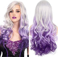 Long Curly Wavy Silver Grey to Purple Wig Side Part Natural Looking Synthetic Cosplay Wig for Women by Beweig