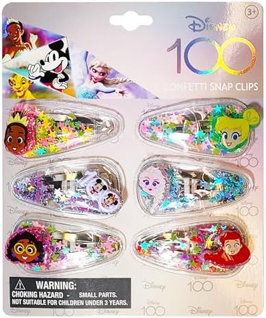 LUV HER Disney 100 Hair Accessories For Girls, 6pc Cute Hair Clips with Favorite Disney Figures Character Charms, Magical Confetti Hair Clips for Kids, Ages 3+ - Image 7