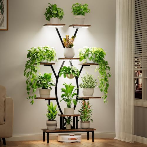 JUSTOGO Plant Stand Indoor with Grow Lights - 9 Tiered Tall Plant Shelf by JUSTOGO
