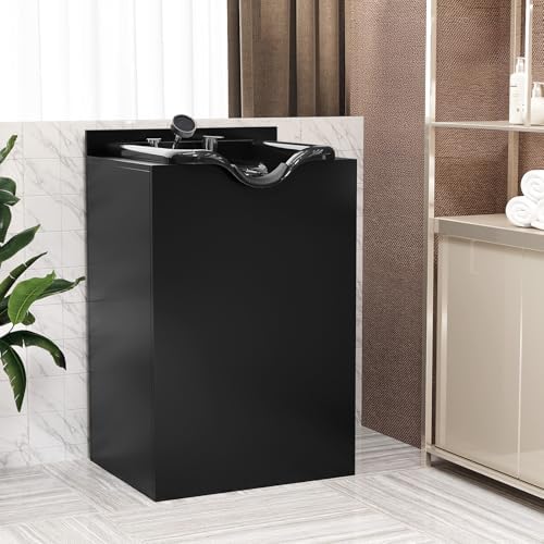 OmySalon Shampoo Bowl with Cabinet, Salon Wet Station with Sprayer Faucet Shampoo Cabinetry, Portable Hair Wash Sink for Beauty Spa Barber - Image 2