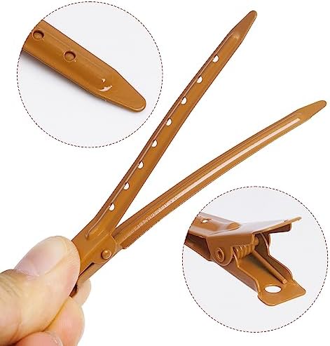 24 Packs Duck Bill Clips, Bantoye 3.35 Inches Rustproof Metal Alligator Curl Clips with Holes for Hair Styling, Hair Coloring, Brown - Image 3