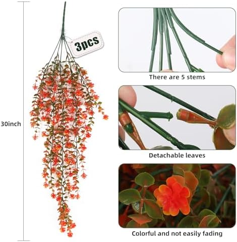 RECUTMS Fall Artificial Hanging Plants Fake Fall Flowers Faux Autumn Vines - Image 2
