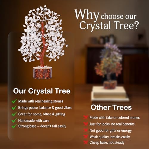 YATSKIA Clear Quartz Tree of Life Crystal Bonsai, Unique Gifts for Women, Sister & Friends, Handmade Crystal Tree, Boho Home, Room & Office Desk Decor, Birthday Gifts - Image 6