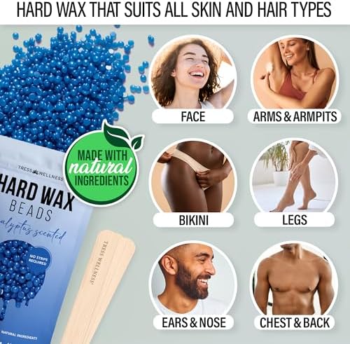 Tress Wellness Waxing Kit for Sensitive Skin – Safe for Face & Skin, Prep & Aftercare Spray, Easy to Use – At-Home Kit for Face, Bikini, Brazilian & Full Body- Digital Display, Green - Image 3