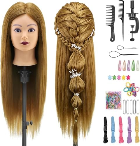 26" Mannequin Head with Hair for Hairdressing Training and Hair Styling by Yekavo