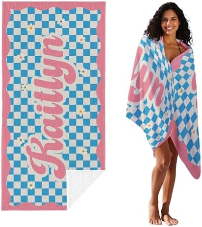 JML Personalized Beach Towel with Name, Custom Flower Beach Towel, Customized Microfiber Pool Towel, Quick Dry & Absorbent Swim Towel for Adult,Mother's Day, Birthday, Summer Holiday,Vacation - Image 3