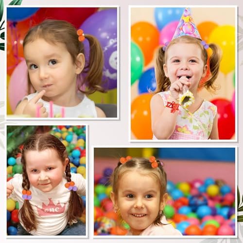 42 Pcs Double Balls Hair Ties, Ball Bubble Ponytail Holders Colorful Clear Assorted Elastic Accessories for Kids Children Girls Women(7Colors) - Image 4
