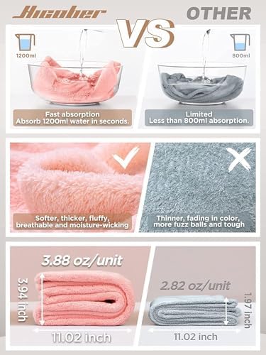 Hicober Microfiber Hair Towel Wrap for Women, Pink Blue Green, 3-Pack - Image 2