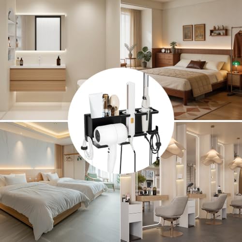 Hair Dryer Holder Wall Mount, Hair Tool Organizer with 3 Cord Organizers - Image 6