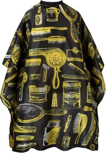 Professional Waterproof Hair Styling Cape Haircuting Salon Cape Gown Hair Salon with Snap Closure Yellow Stripes by Borogo