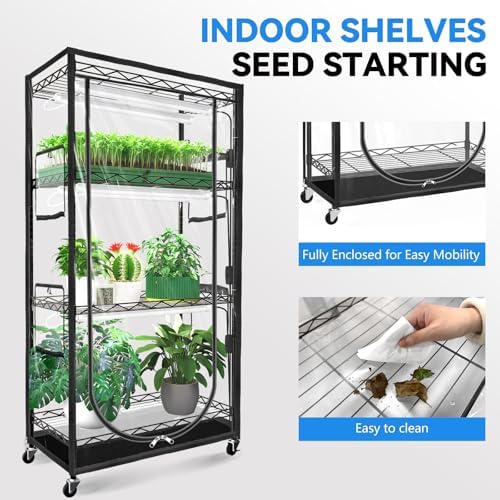JESLED Indoor Greenhouse with Grow Light, 4-Tier, 23.6x13.8x59.1IN - Image 6