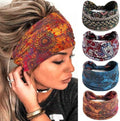Olbye Wide Boho Headbands Floral Stretch Head Wraps Bohemian African Turban Hairbands Knotted Bandana Headband Yoga Running Head Scarfs Workout Hair Accessories for Women 4Pcs (Boho, 9.4 * 5.9'') by Olbye