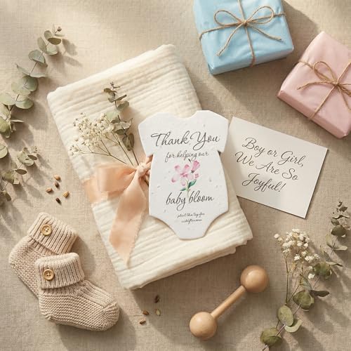 15 Pink Onesie-Shaped Gift Wrap Tags with Wildflower Seeds - Image 5